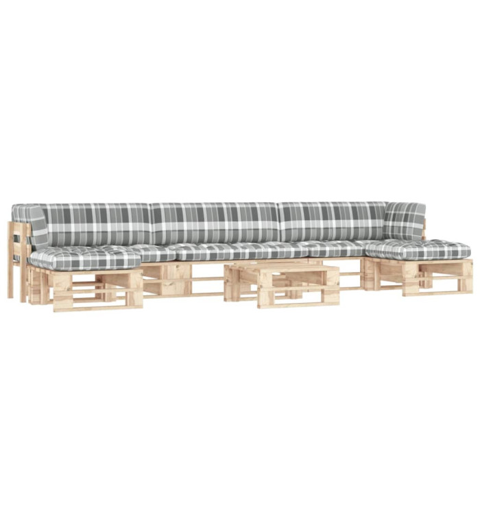 Salon de jardin palette 6pcs avec coussins Bois de pin imprégné | Mobilier & Déco