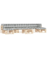 Salon de jardin palette 6pcs avec coussins Bois de pin imprégné | Mobilier & Déco