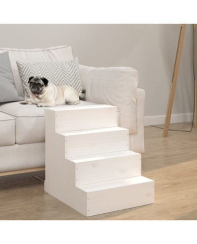 Escalier pour animaux de compagnie Blanc 40x49x47cm Bois de pin | Mobilier & Déco