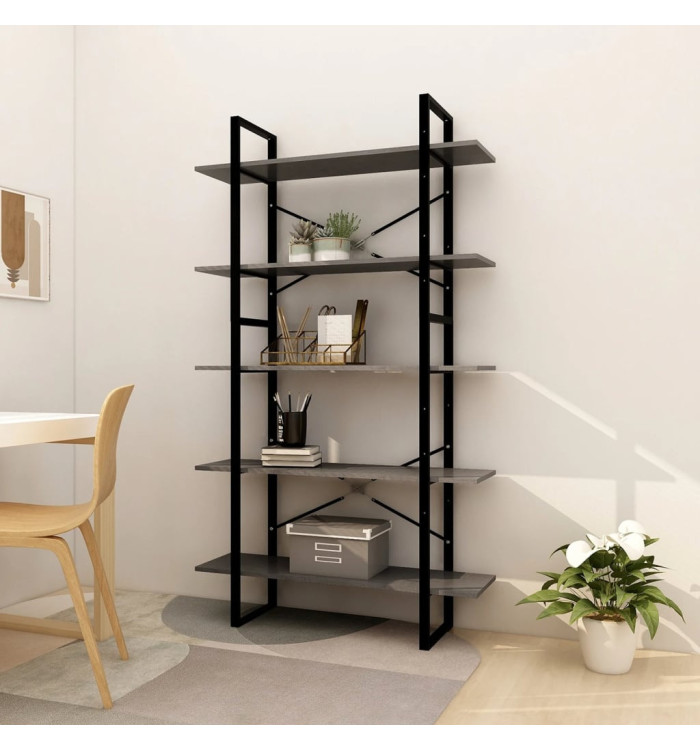 Bibliothèque à 5 niveaux Gris 100x30x175 cm Bois de pin | Mobilier & Déco