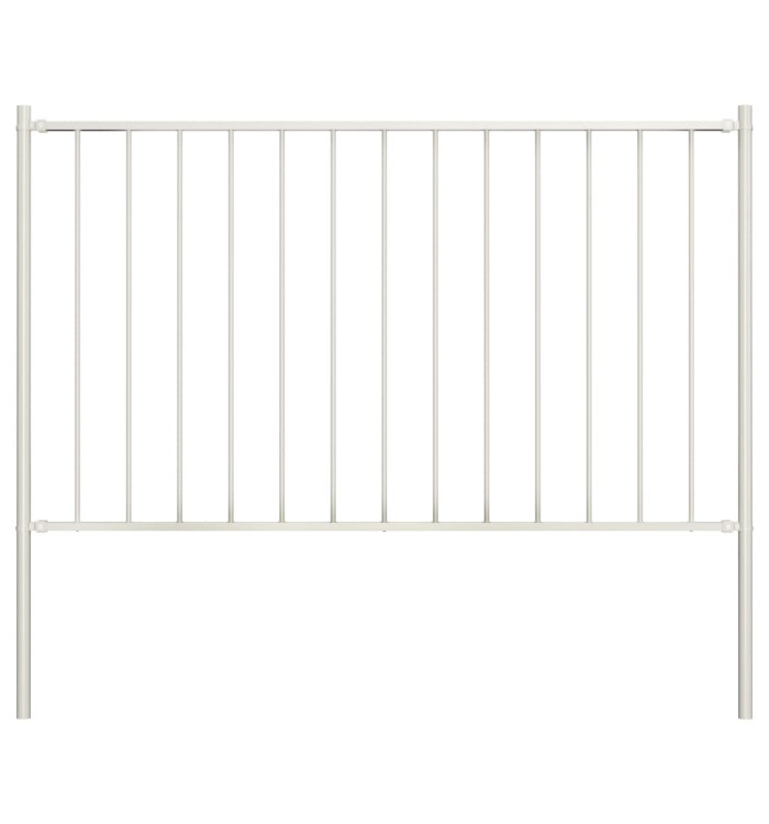 Panneau de clôture poteau Acier enduit poudre 1,7x1,25 m Blanc | Mobilier & Déco