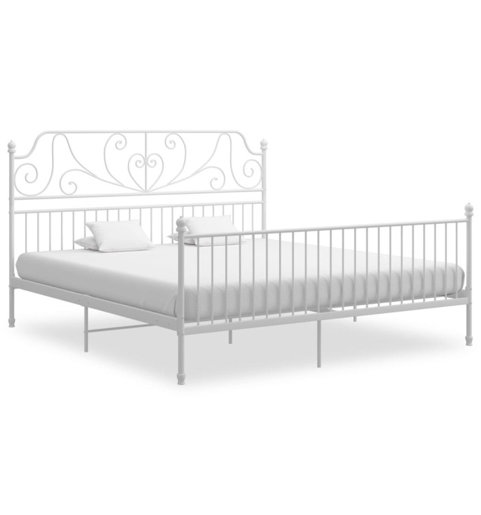 Cadre de lit sans matelas blanc métal 200x200 cm | Mobilier & Déco