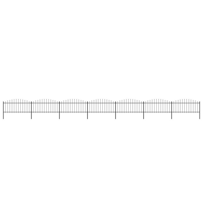 Clôture de jardin à dessus en lance Acier (0,5-0,75)x11,9m Noir | Mobilier & Déco