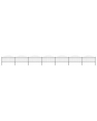 Clôture de jardin à dessus en lance Acier (0,5-0,75)x11,9m Noir | Mobilier & Déco