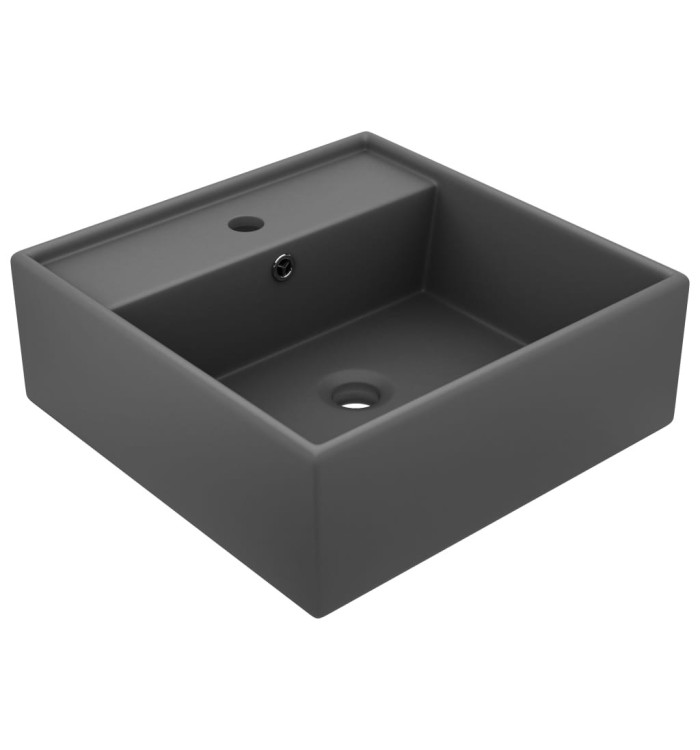 Lavabo carré à trop-plein Gris foncé mat 41x41 cm Céramique | Mobilier & Déco