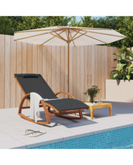 Chaise à bascule textilène gris et bois de peuplier massif | Mobilier & Déco
