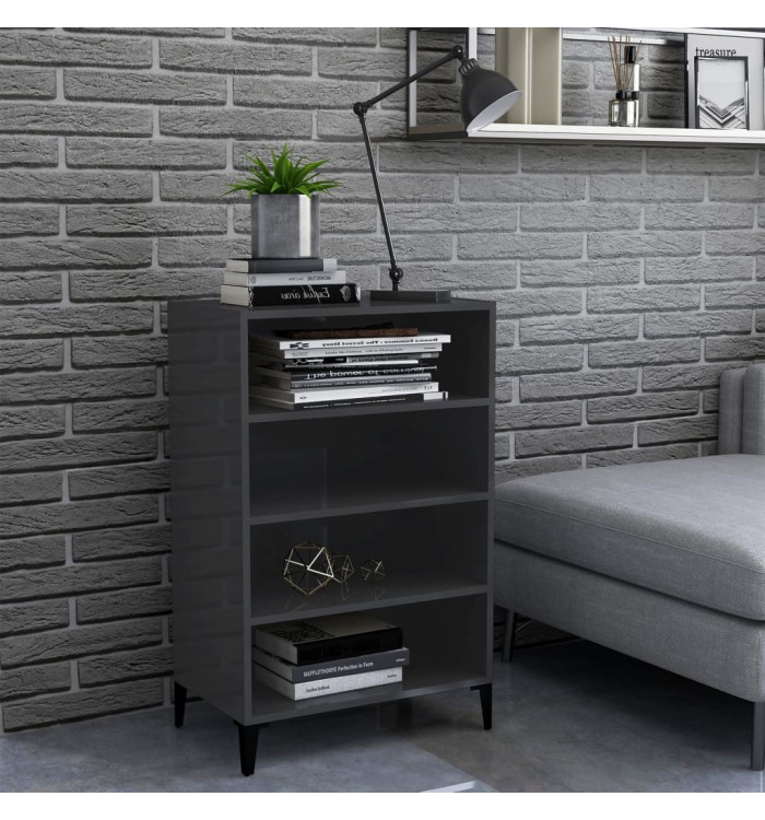 Buffet Gris brillant 57x35x90 cm Aggloméré | Mobilier & Déco