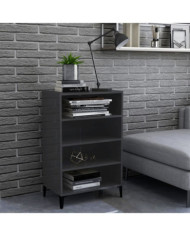 Buffet Gris brillant 57x35x90 cm Aggloméré | Mobilier & Déco