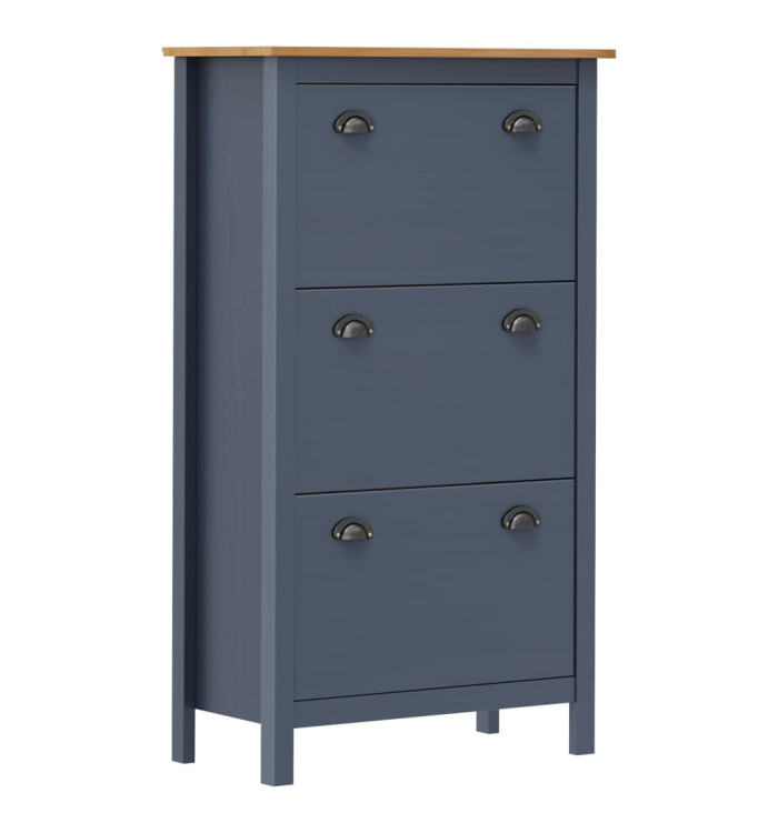 Armoire à chaussures Hill Gris 72x35x124 cm Bois de pin solide | Mobilier & Déco