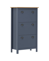 Armoire à chaussures Hill Gris 72x35x124 cm Bois de pin solide | Mobilier & Déco
