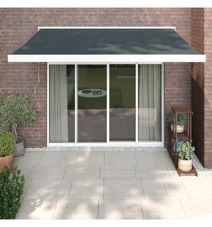 Auvent rétractable anthracite 3,5x2,5 m tissu et aluminium | Mobilier & Déco