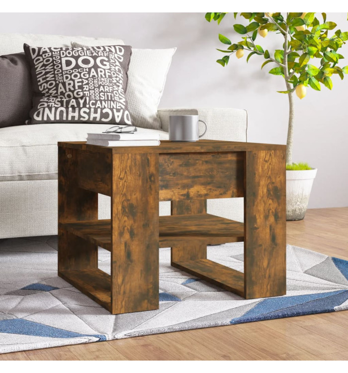 Table basse chêne fumé 55,5x55x45 cm bois d'ingénierie | Mobilier & Déco