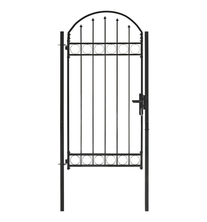 Portail de jardin avec dessus arqué Acier 100x250 cm Noir | Mobilier & Déco