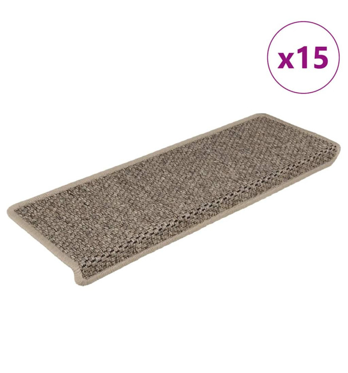 Tapis d'escalier autocollants 15 pcs 65x21x4 cm Beige foncé | Mobilier & Déco
