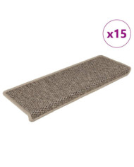 Tapis d'escalier autocollants 15 pcs 65x21x4 cm Beige foncé | Mobilier & Déco