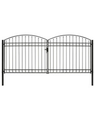 Portillon double porte avec dessus arqué Acier 400x200 cm Noir | Mobilier & Déco