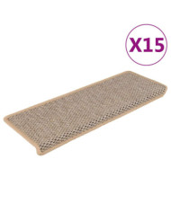 Tapis d'escalier autocollants 15 pcs 65x21x4 cm Beige clair | Mobilier & Déco