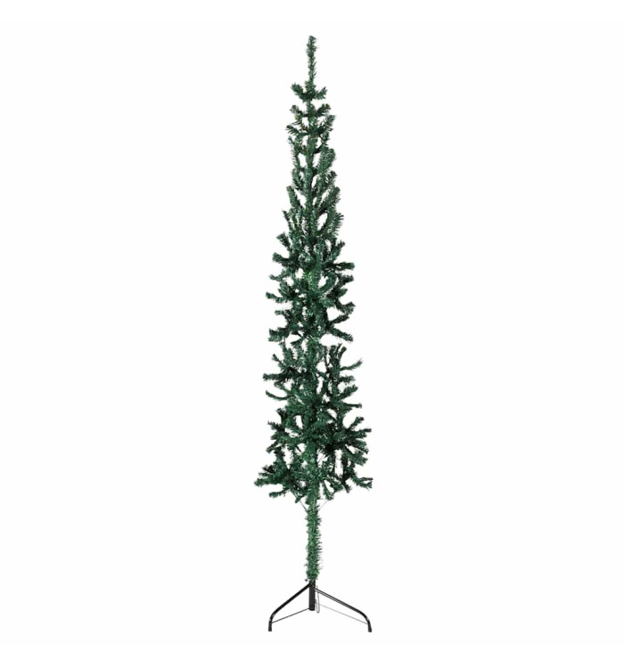 Demi sapin de Noël artificiel mince avec support Vert 150 cm | Mobilier & Déco