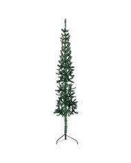 Demi sapin de Noël artificiel mince avec support Vert 210 cm | Mobilier & Déco