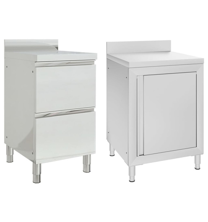 Armoires de cuisine commerciale 2 pcs Acier inoxydable | Mobilier & Déco