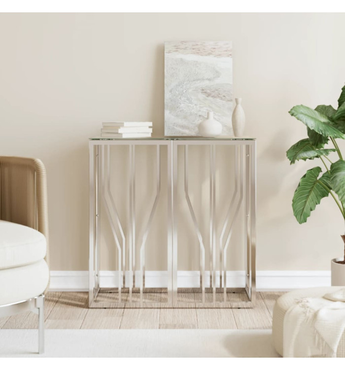 Table console 70x30x70 cm acier inoxydable et verre | Mobilier & Déco