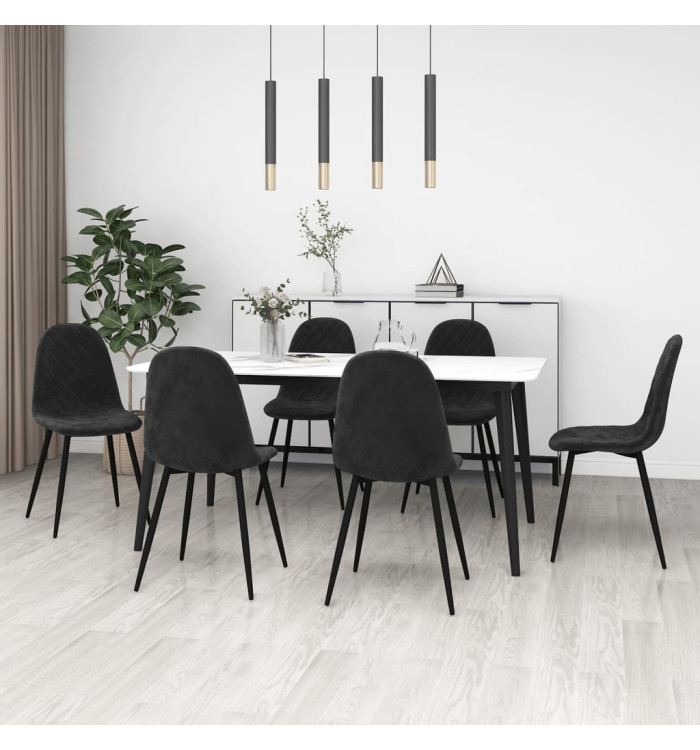 Chaises à manger lot de 6 noir velours | Mobilier & Déco
