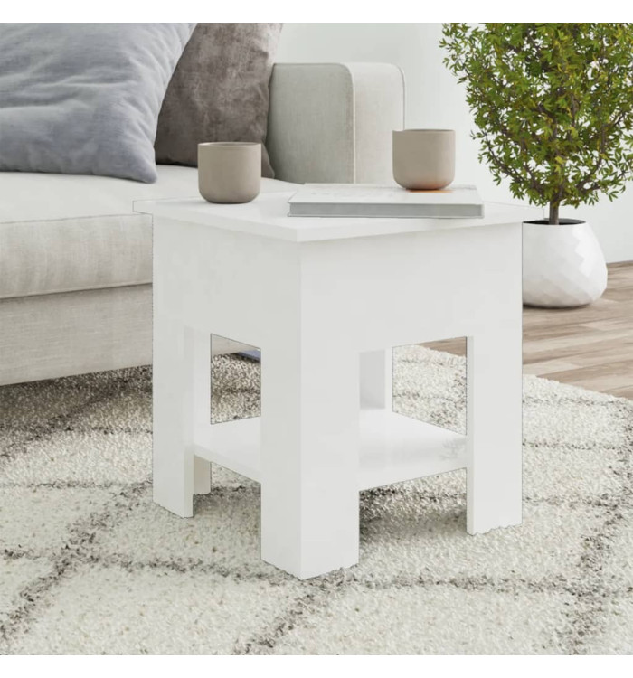 Table basse blanc brillant 40x40x42 cm bois d'ingénierie | Mobilier & Déco