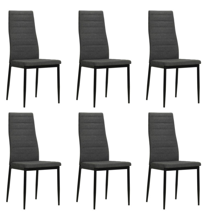 Chaises à manger lot de 6 gris foncé tissu | Mobilier & Déco