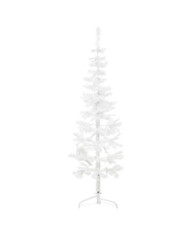 Demi sapin de Noël artificiel mince avec support Blanc 150 cm | Mobilier & Déco