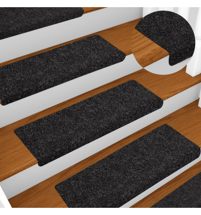 Tapis de marches d'escalier 10 pcs Noir 65x21x4 cm Aiguilleté | Mobilier & Déco