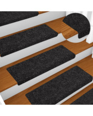 Tapis de marches d'escalier 10 pcs Noir 65x21x4 cm Aiguilleté | Mobilier & Déco