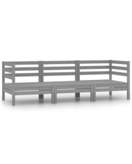 Salon de jardin 3 pcs Bois de pin massif Gris | Mobilier & Déco