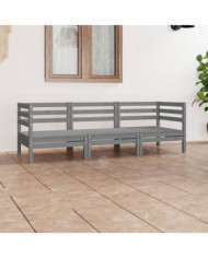 Salon de jardin 3 pcs Gris Bois de pin massif | Mobilier & Déco