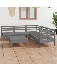 Salon de jardin 6 pcs Bois de pin massif Gris | Mobilier & Déco