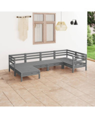 Salon de jardin 6 pcs Bois de pin massif Gris | Mobilier & Déco