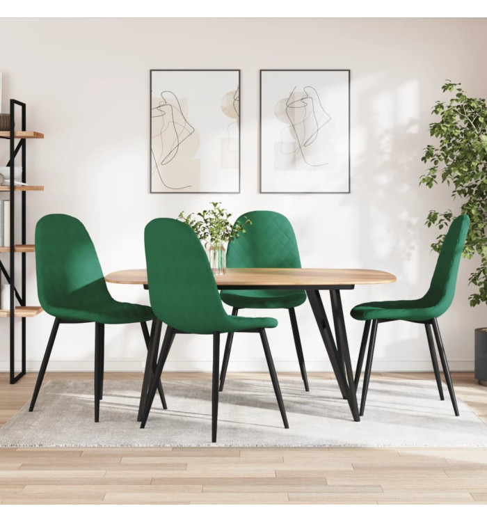 Chaises à manger lot de 4 Vert foncé Velours | Mobilier & Déco