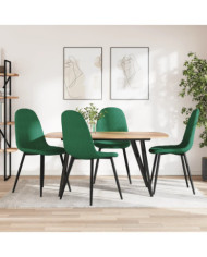 Chaises à manger lot de 4 Vert foncé Velours | Mobilier & Déco