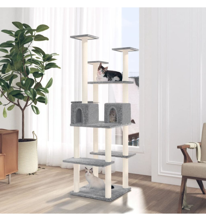 Arbre à chat avec griffoirs en sisal Gris clair 167 cm | Mobilier & Déco
