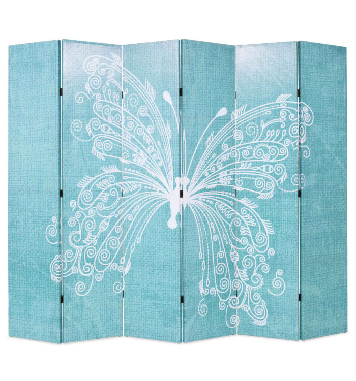 Cloison de séparation pliable 228 x 170 cm Papillon Bleu | Mobilier & Déco