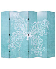 Cloison de séparation pliable 228 x 170 cm Papillon Bleu | Mobilier & Déco