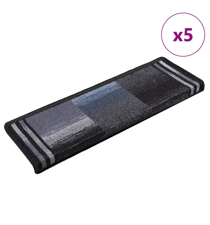 Tapis d'escalier autoadhésifs 5 pcs 65x21x4 cm Noir et gris | Mobilier & Déco