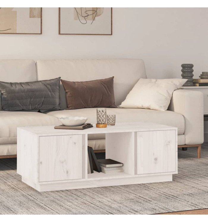 Table basse Blanc 110x50x40 cm Bois massif de pin | Mobilier & Déco