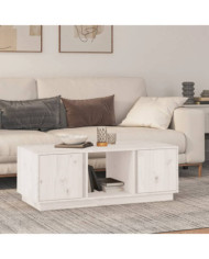 Table basse Blanc 110x50x40 cm Bois massif de pin | Mobilier & Déco