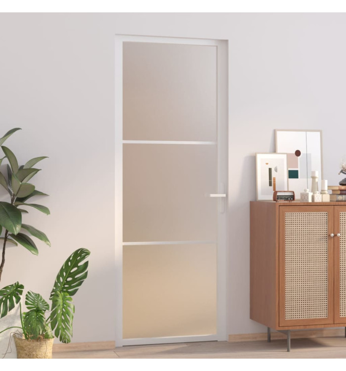 Porte intérieure 76x201,5 cm Blanc Verre mat et aluminium | Mobilier & Déco