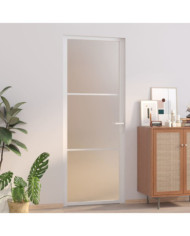 Porte intérieure 76x201,5 cm Blanc Verre mat et aluminium | Mobilier & Déco