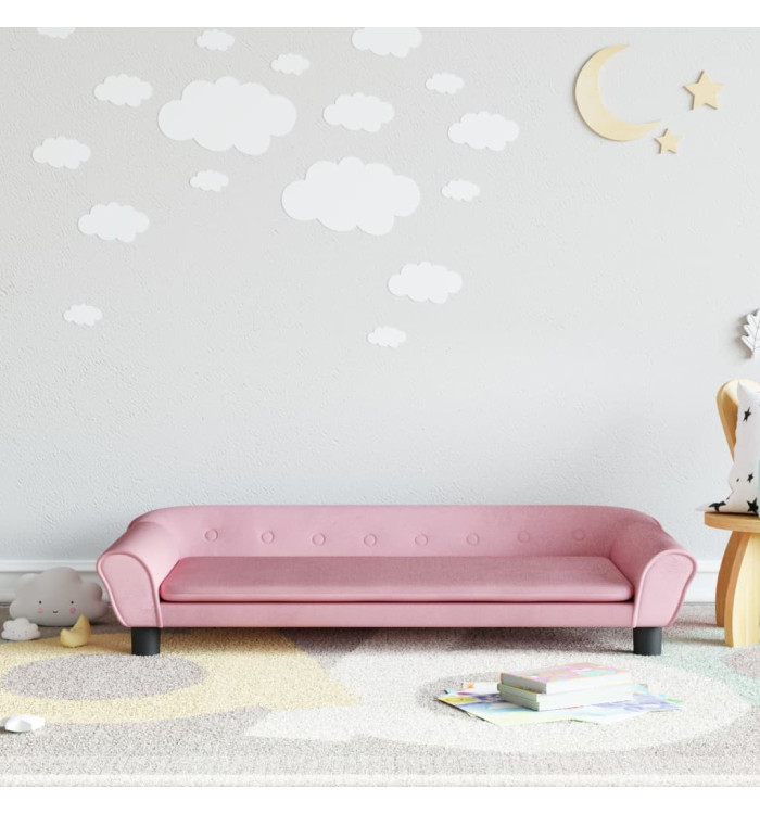 Canapé pour enfants rose 100x50x26 cm velours | Mobilier & Déco