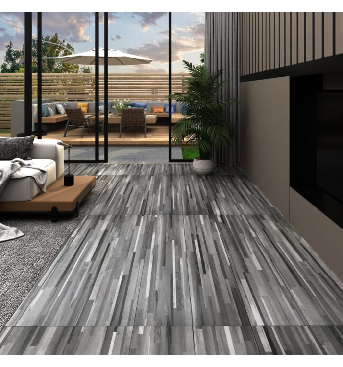 Planches de plancher PVC autoadhésif 2,51 m² 2 mm Gris rayé | Mobilier & Déco