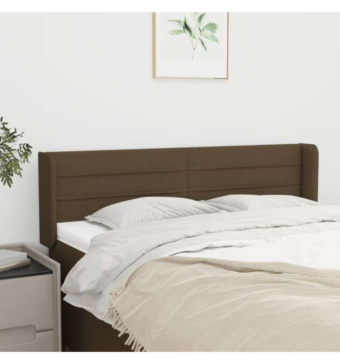Tête de lit avec oreilles Marron Foncé 147x16x78/88 cm Tissu | Mobilier & Déco