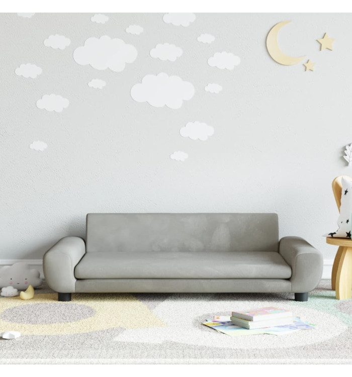Canapé pour enfants gris clair 100x54x33 cm velours | Mobilier & Déco