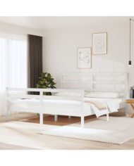 Cadre de lit sans matelas blanc bois massif de pin 180x200 cm | Mobilier & Déco